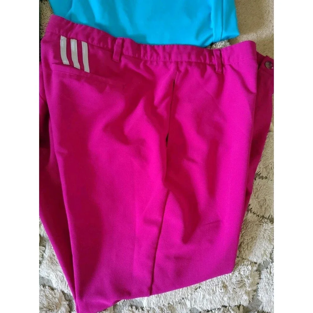 3 Adidas Golf Pants Men's 40 X 30 Comfortable Logo Red/Green/Blue Pockets